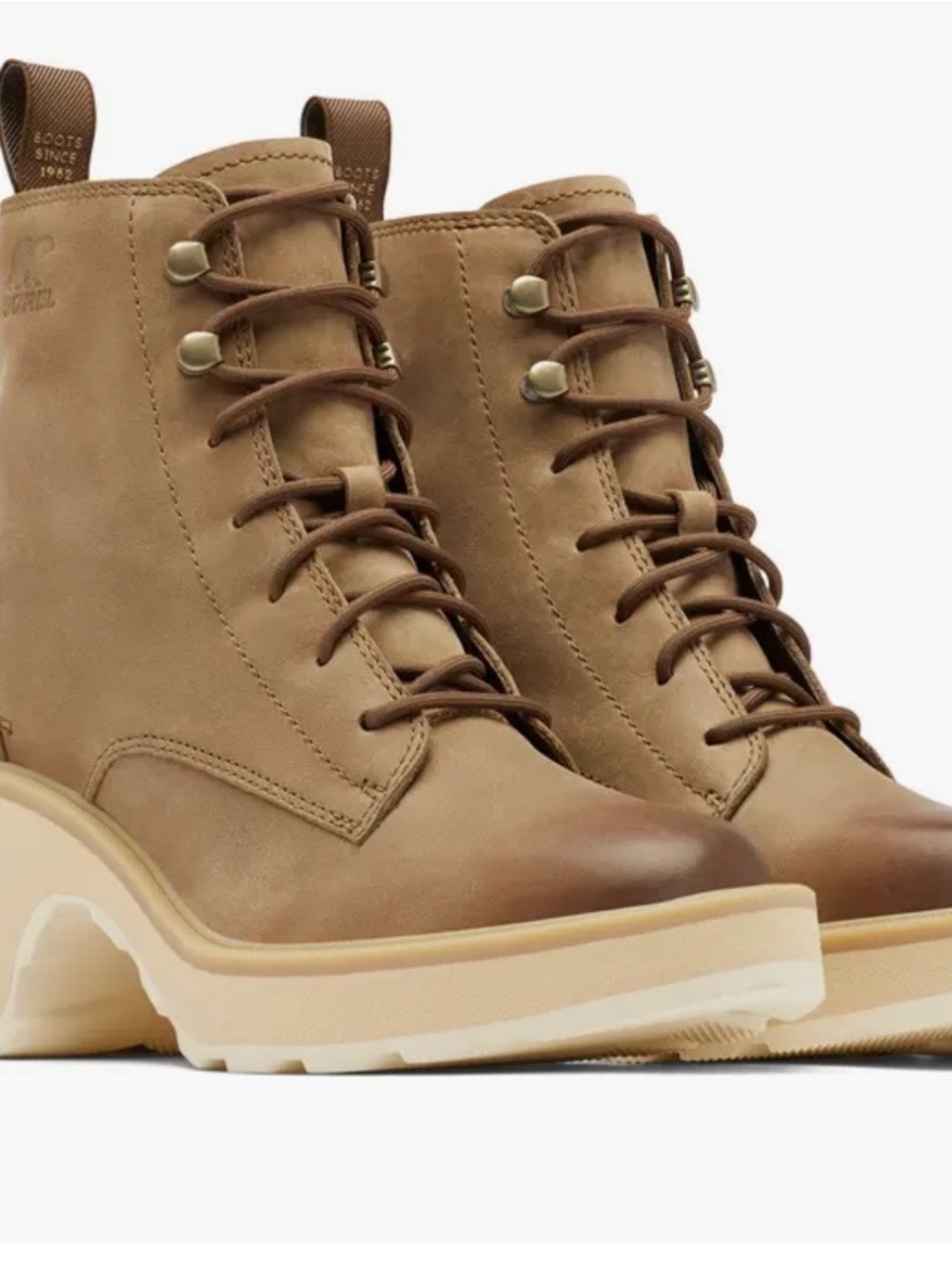 Sorel Women's Tan Leather Lace-Up Ankle Boots